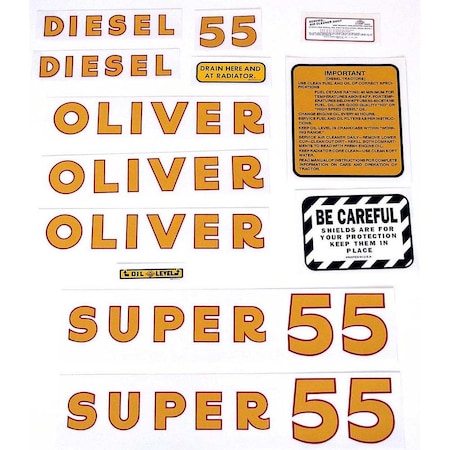 Aftermarket DEC170 Oliver Super 55 Diesel Mylar Decal Set Fits Oliver DEC170-STR